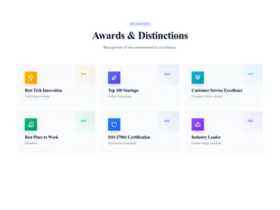 Screenshot of About Company Awards template