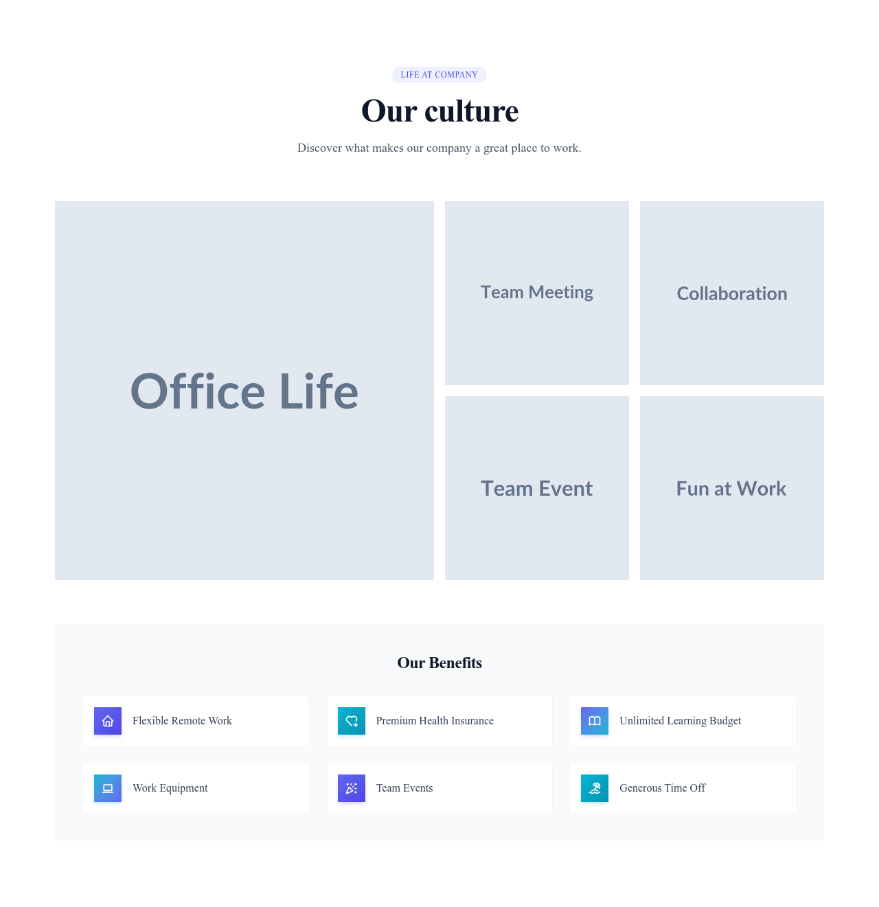 Screenshot of About Company Culture template