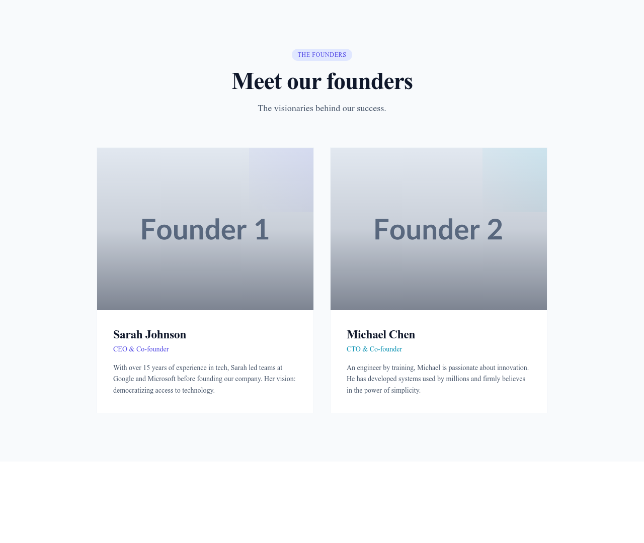 Screenshot of About Company Founders template