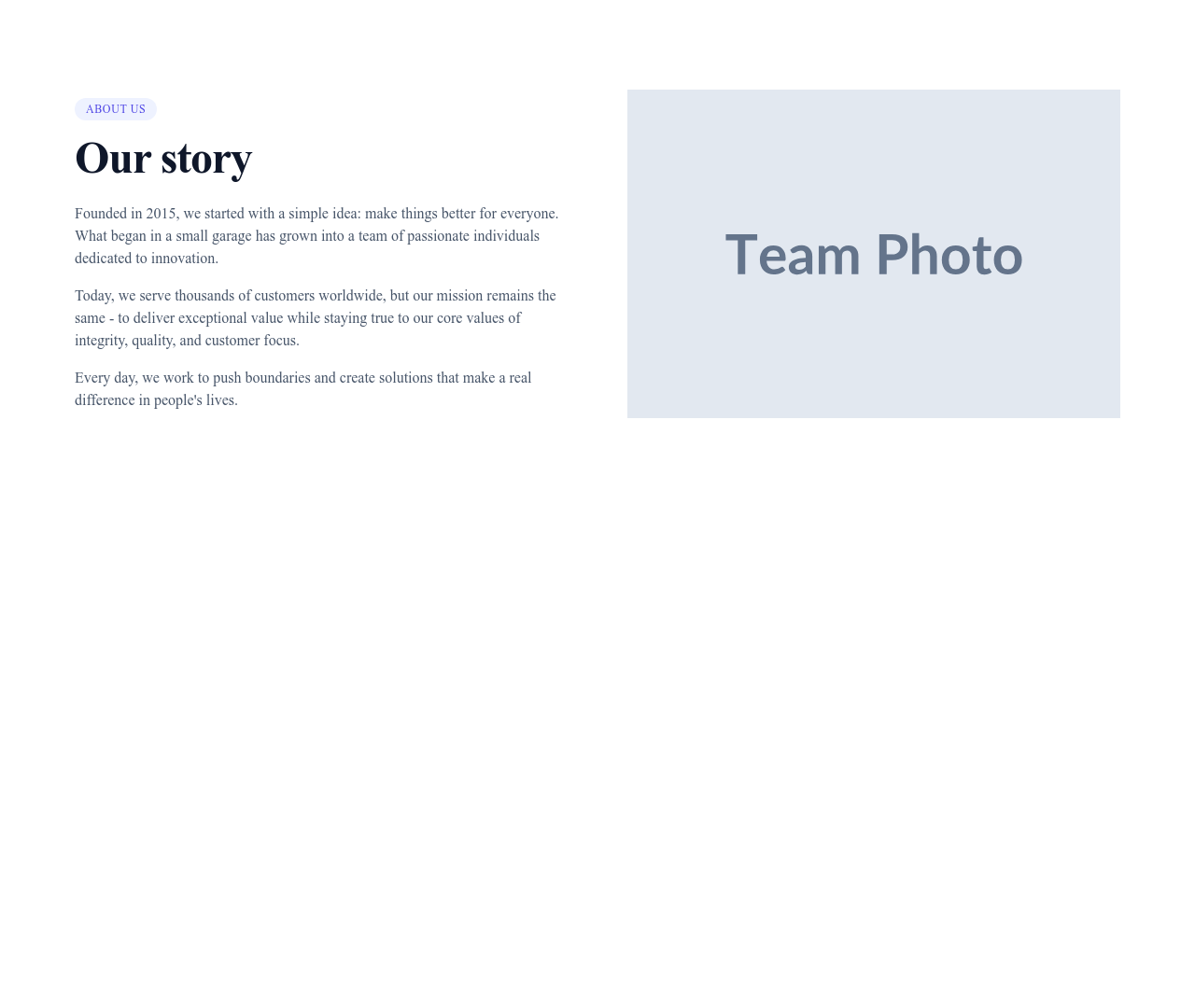 Screenshot of About Company Simple template