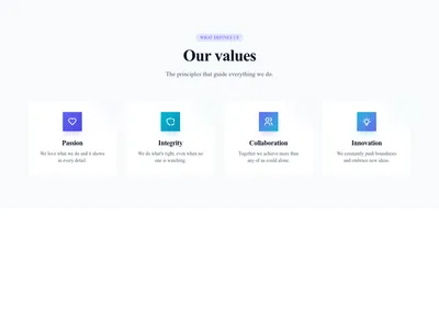 Screenshot of About Company Values template