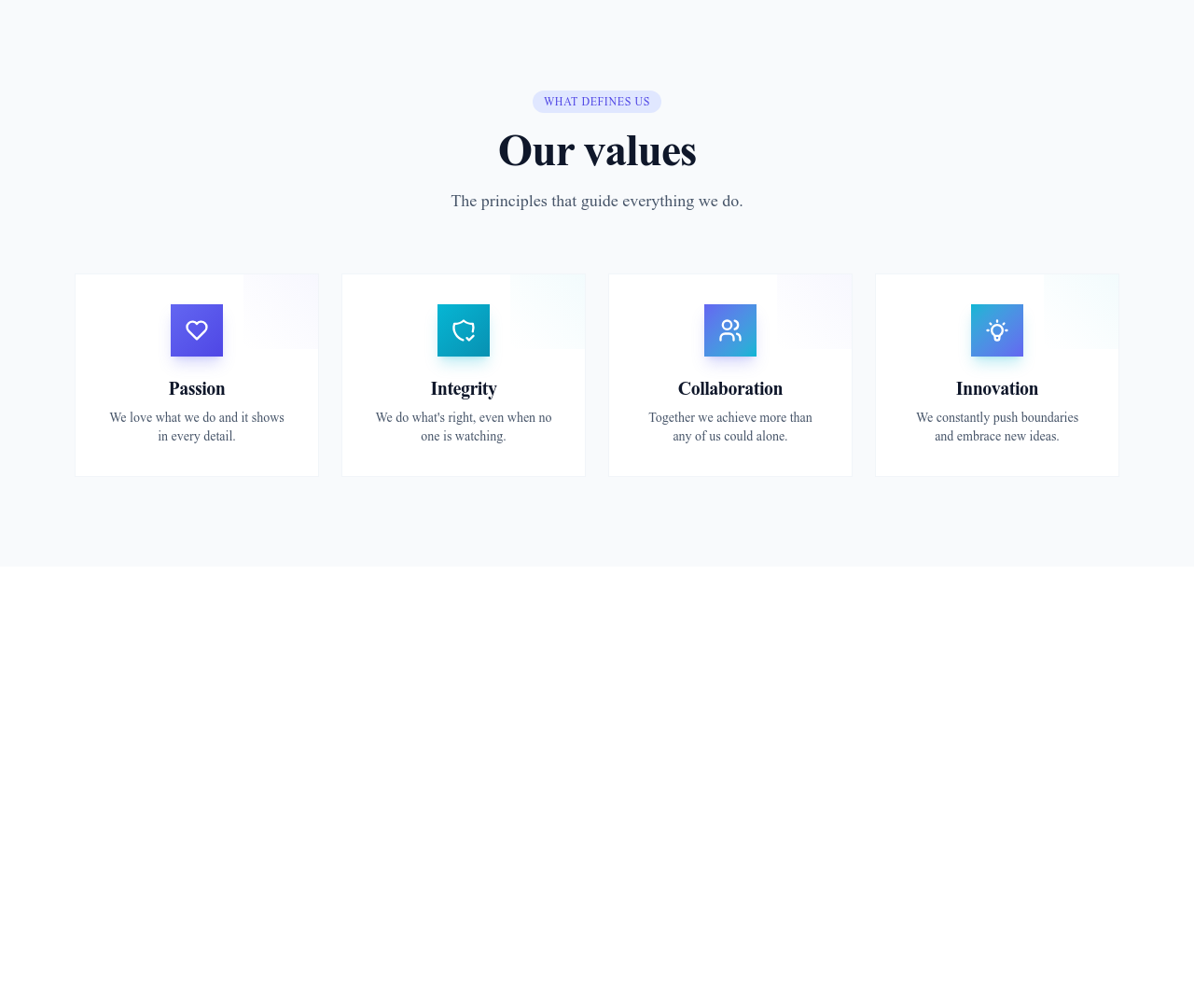 Screenshot of About Company Values template