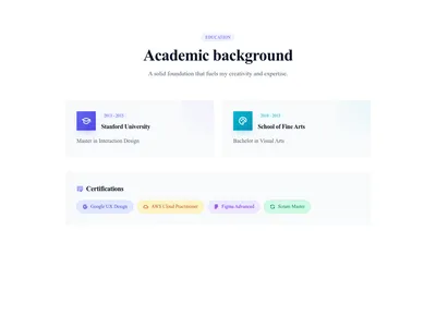 Screenshot of About Personal Education template