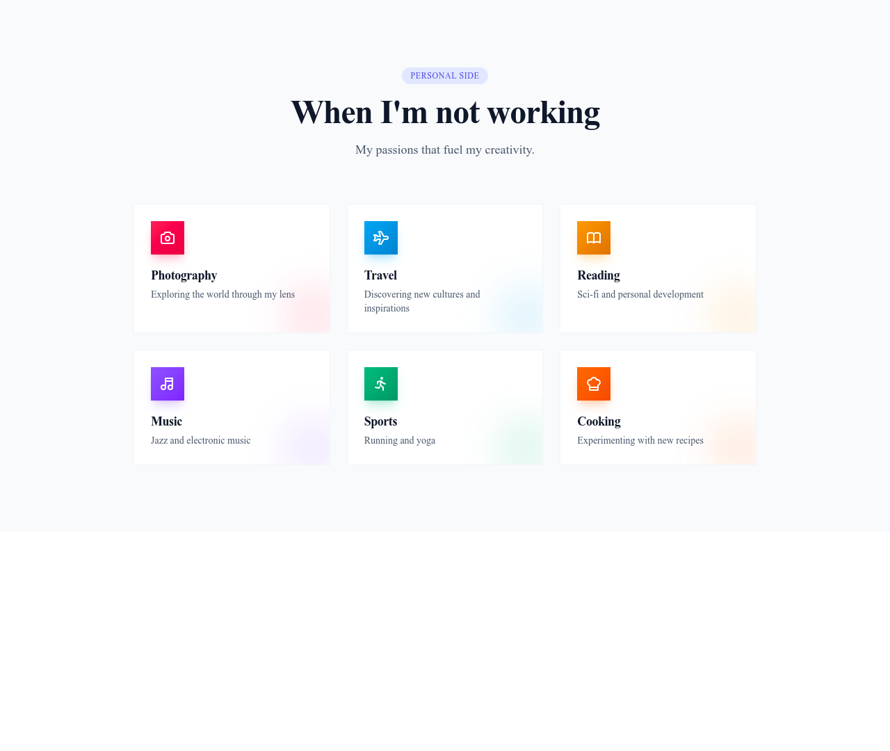 Screenshot of About Personal Interests template