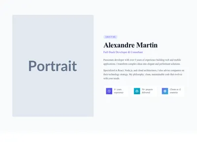 Screenshot of About Personal Split template
