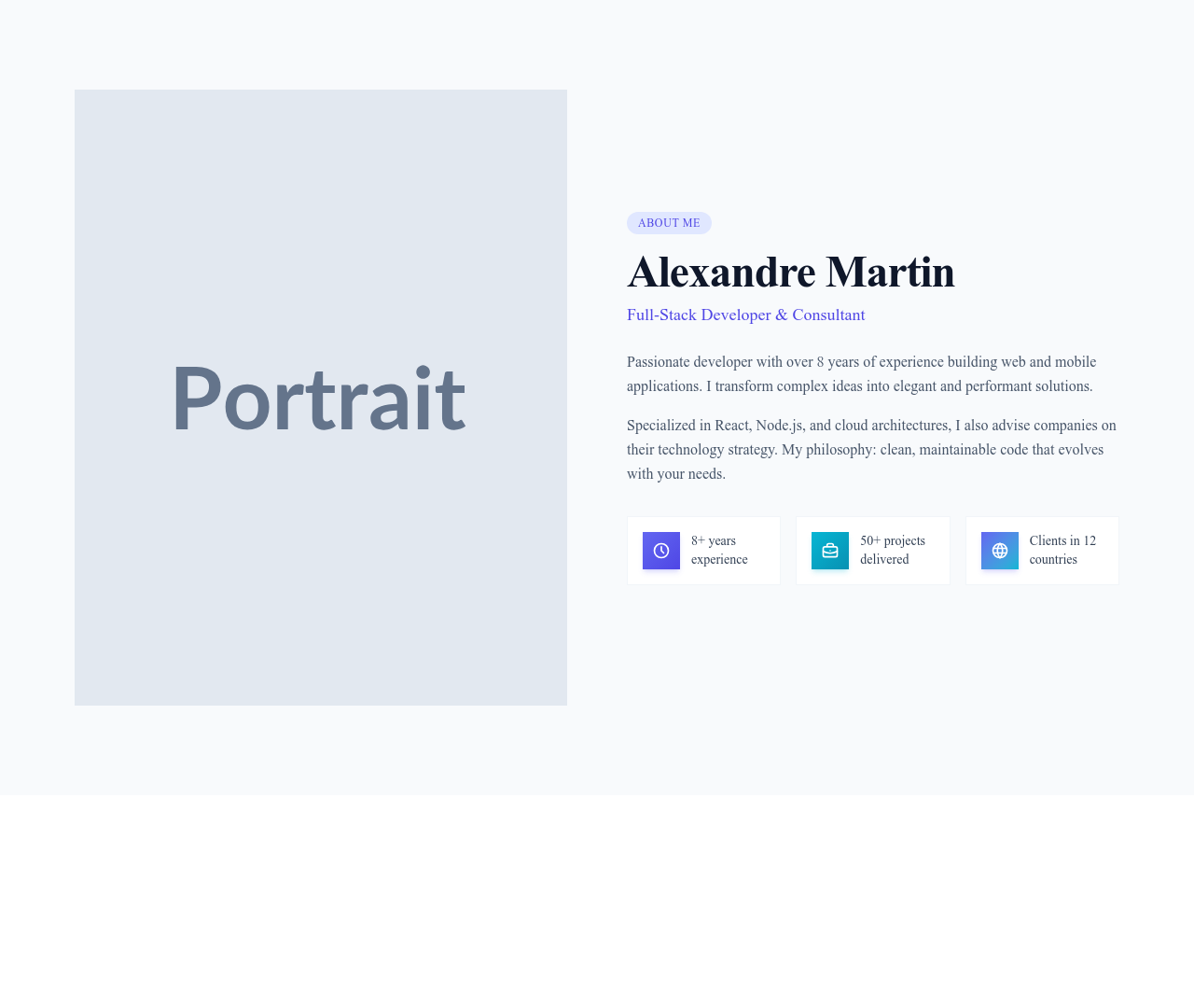 Screenshot of About Personal Split template