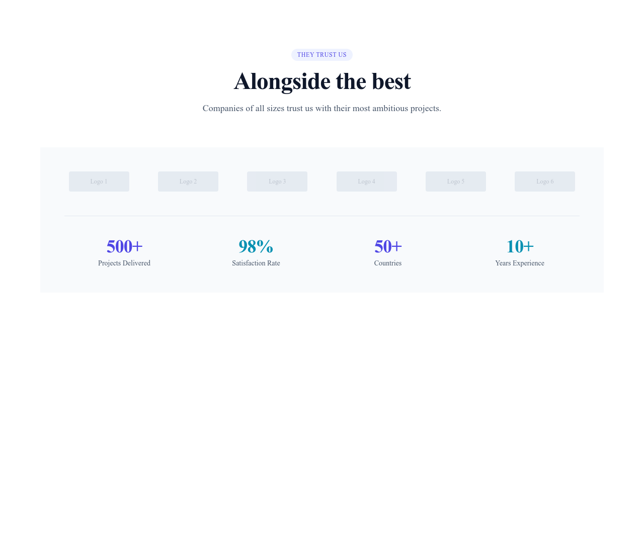 Screenshot of About Section Clients template