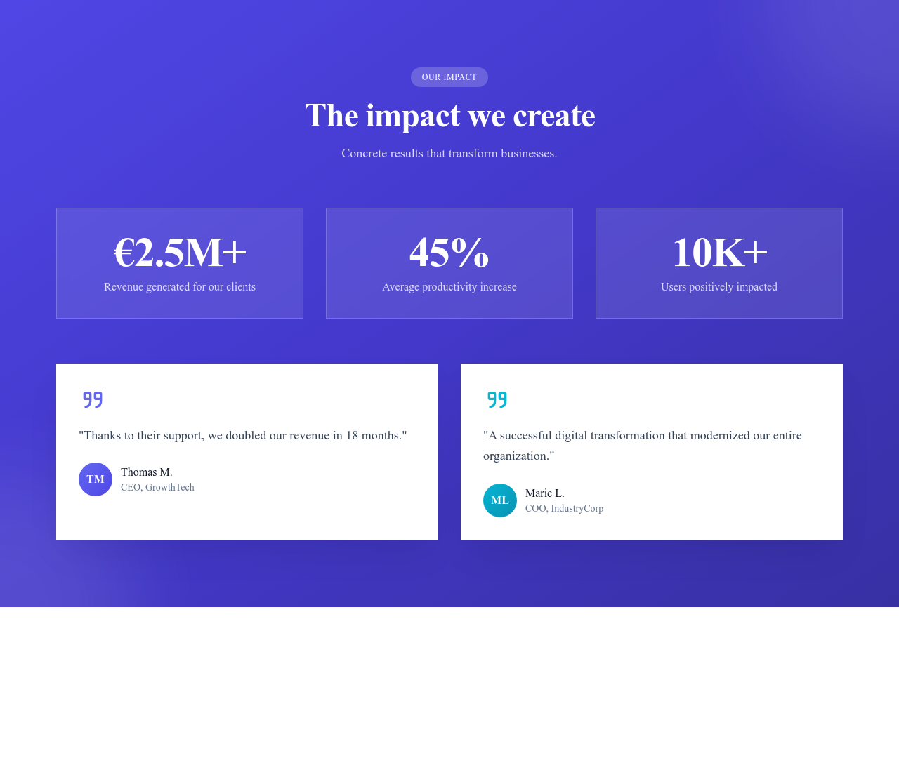 Screenshot of About Section Impact template