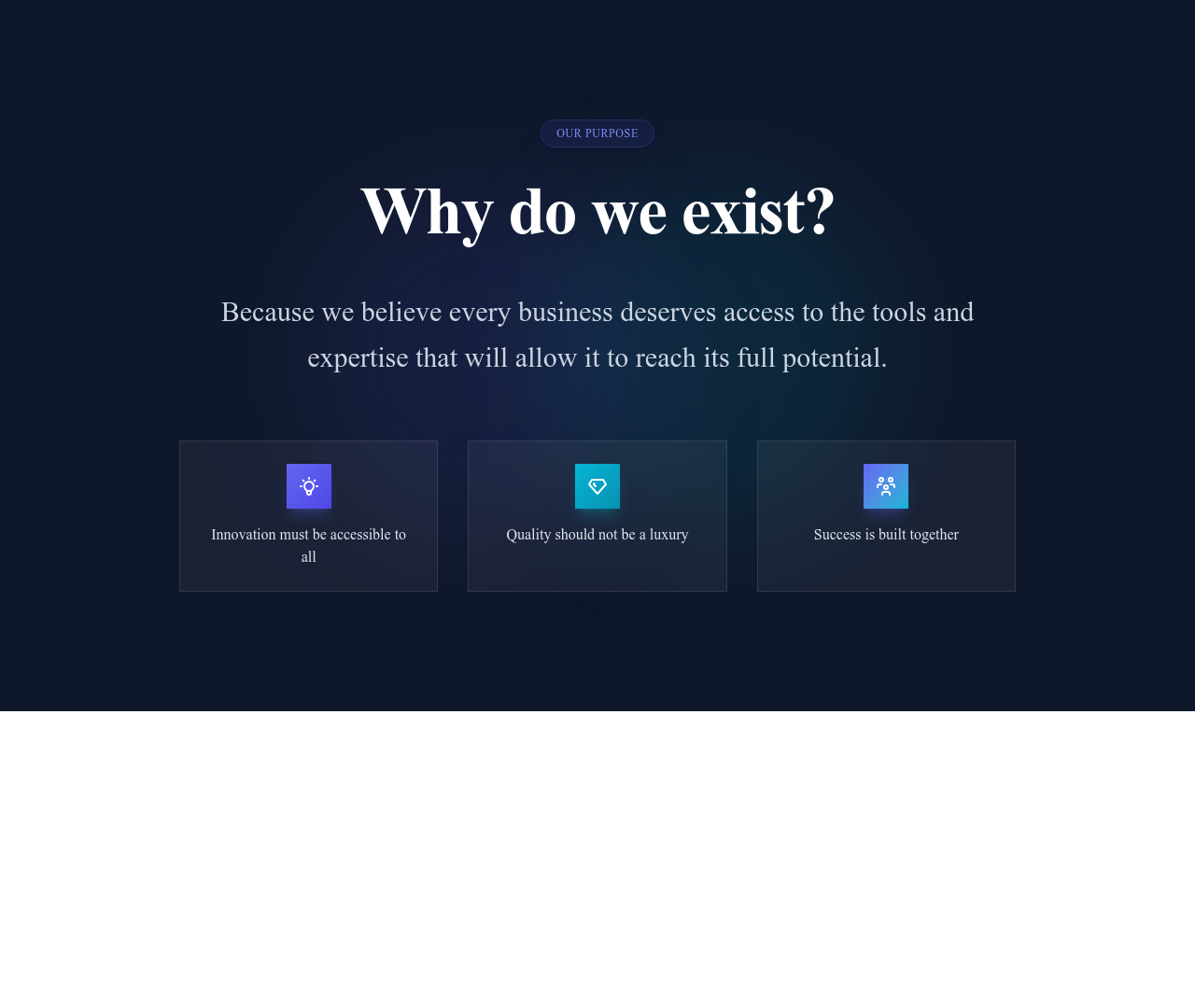 Screenshot of About Section Why template