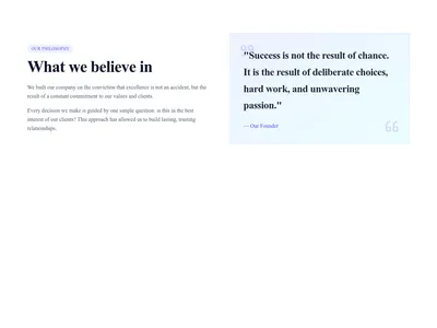 Screenshot of About Section With Quote template