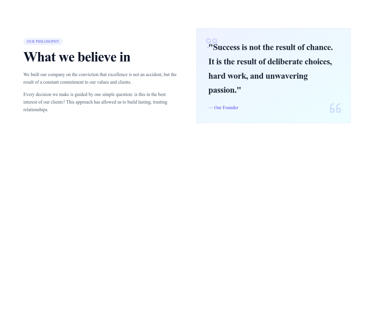Screenshot of About Section With Quote template