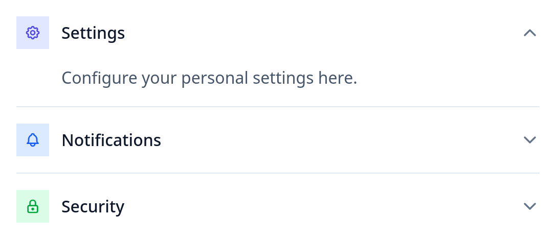 Screenshot of Accordion Icon Left template