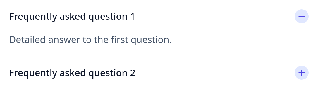 Screenshot of Accordion Plus Minus template