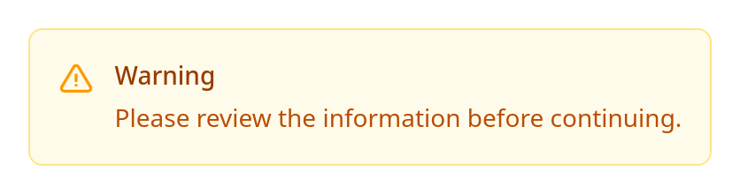 Screenshot of Alert Warning template
