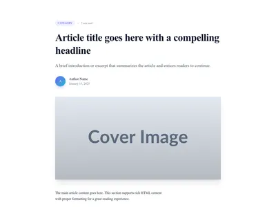 Screenshot of Blog Article Detail template