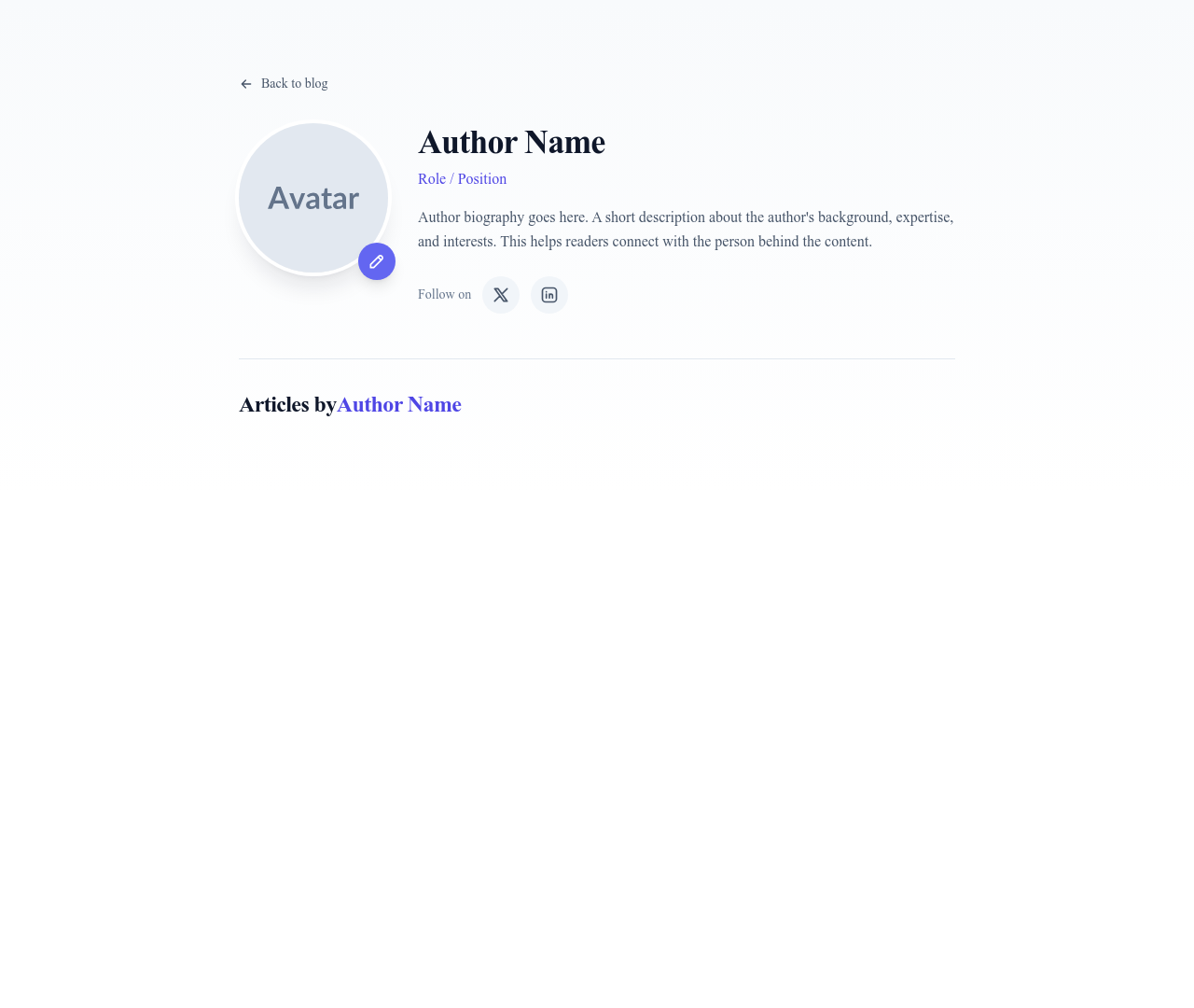 Screenshot of Blog Author Profile template