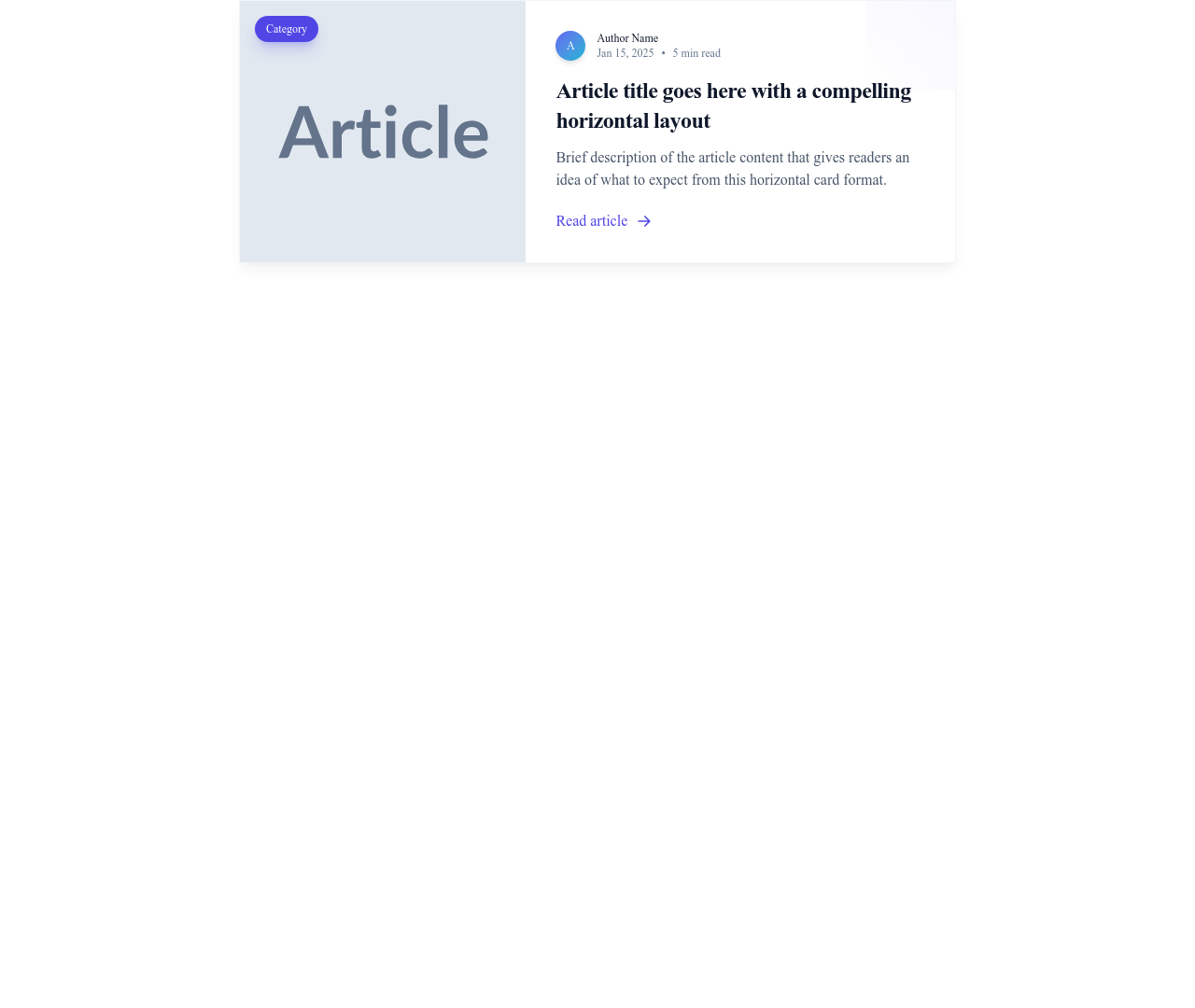 Screenshot of Blog Card Horizontal template