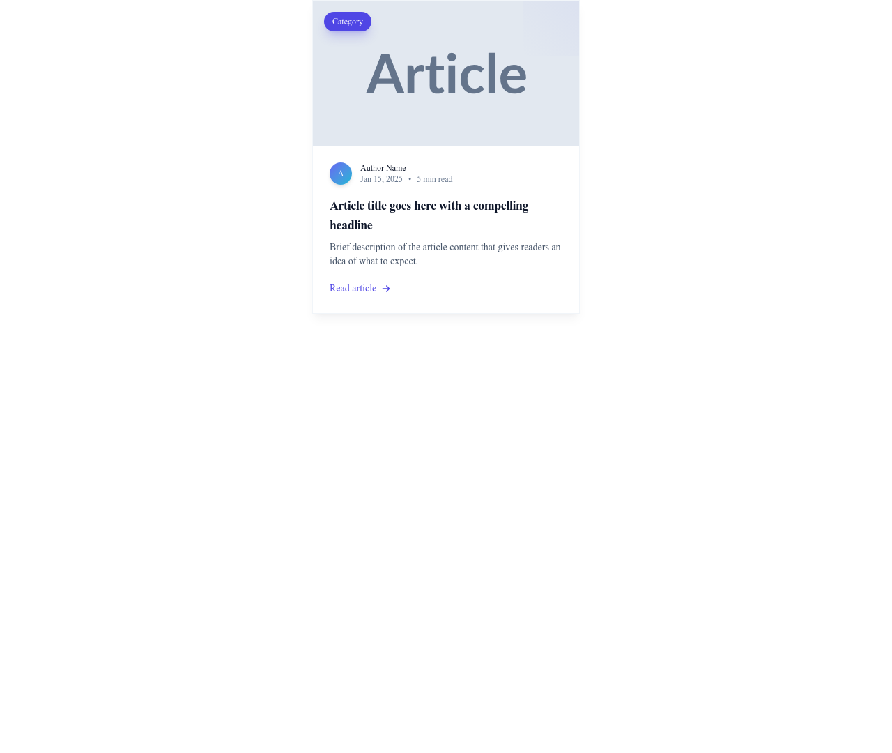 Screenshot of Blog Card Standard template