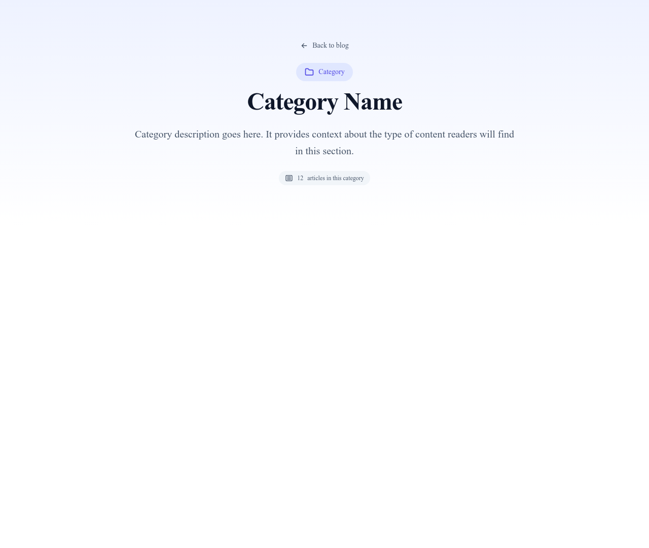 Screenshot of Blog Category Header template