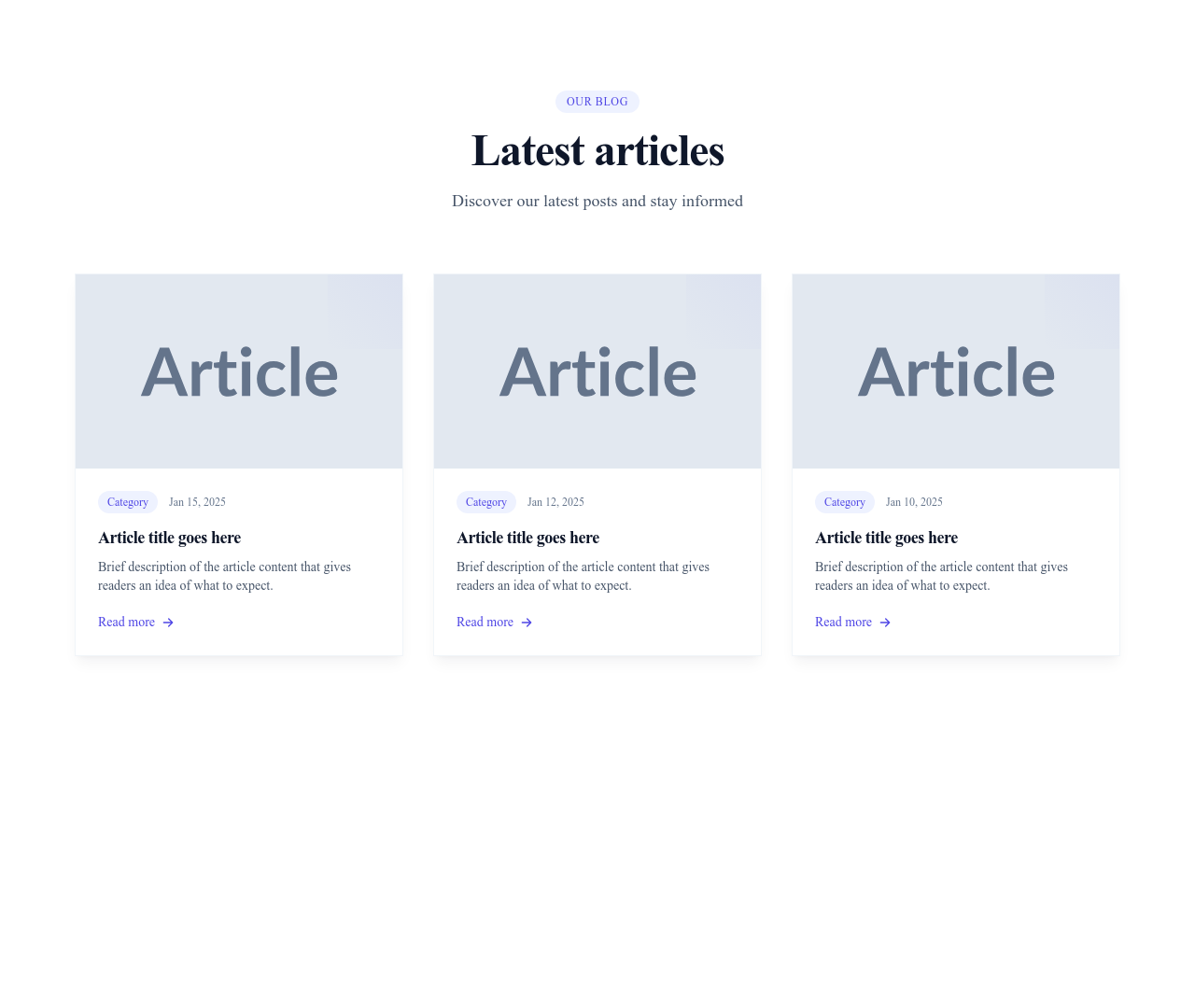 Screenshot of Blog List Cards 3 Columns template