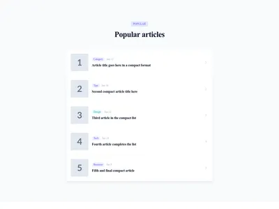 Screenshot of Blog List Compact template