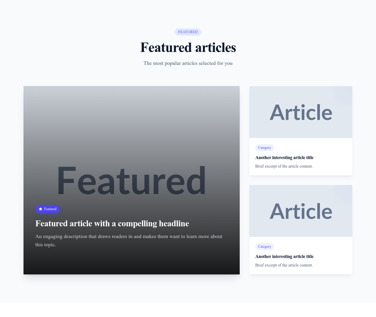 Screenshot of Blog List Featured template
