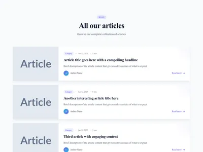 Screenshot of Blog List Horizontal template