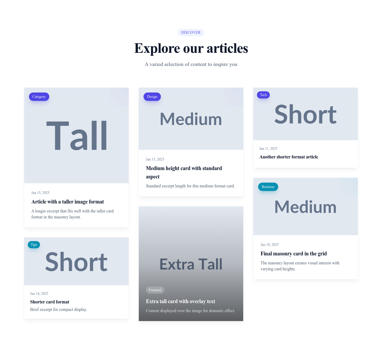Screenshot of Blog List Masonry template