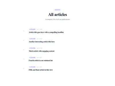 Screenshot of Blog List Minimal template
