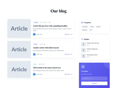 Screenshot of Blog List With Sidebar template