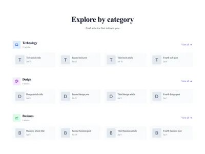 Screenshot of Blog Section Categories template