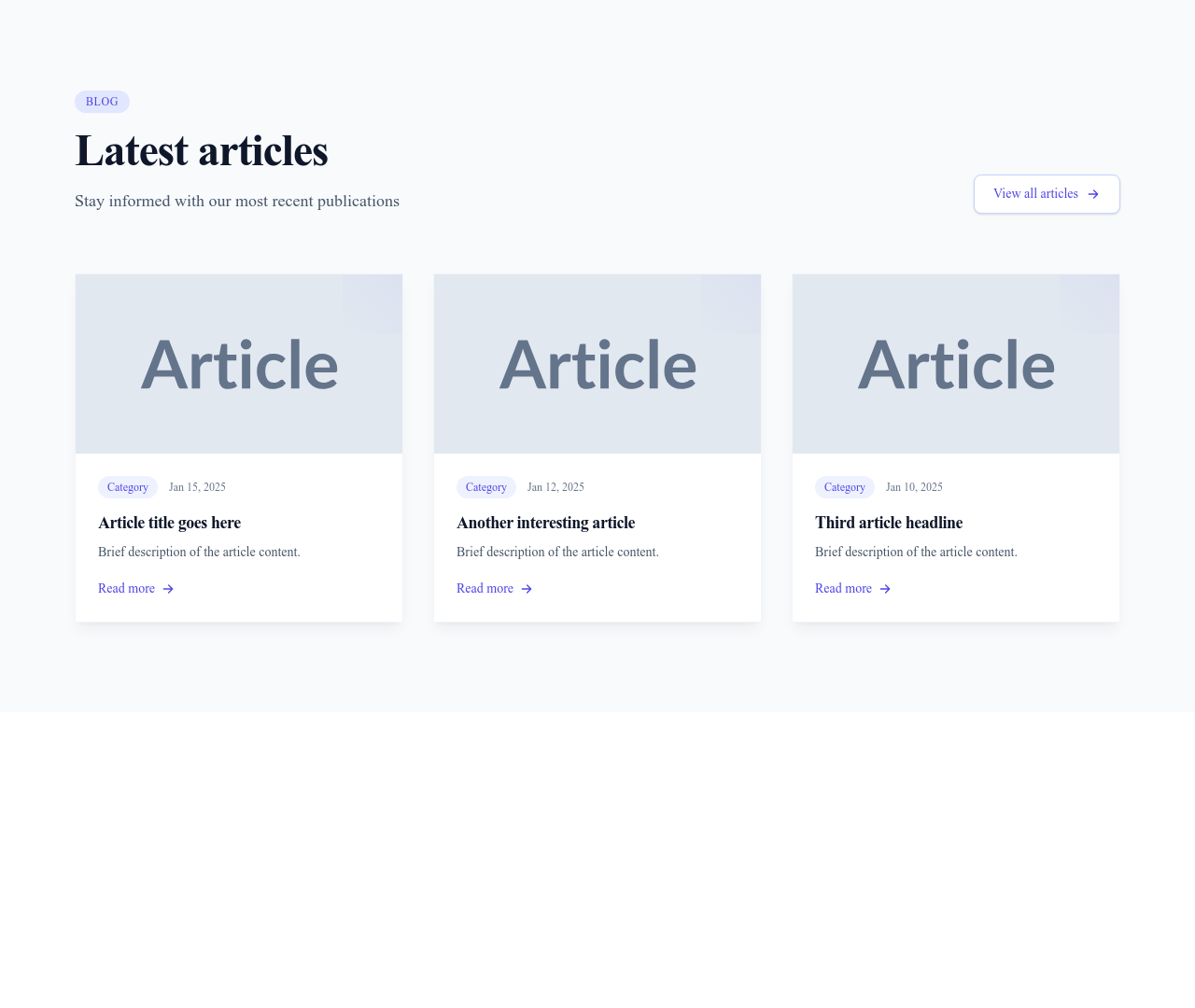 Screenshot of Blog Section Latest template