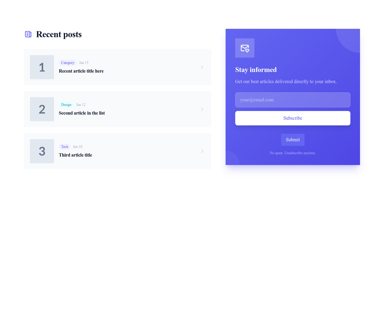 Screenshot of Blog Section Newsletter template