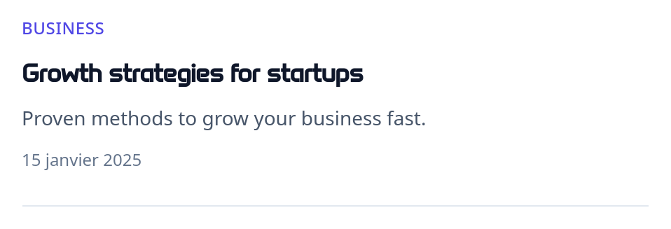 Screenshot of Card Article Minimal template