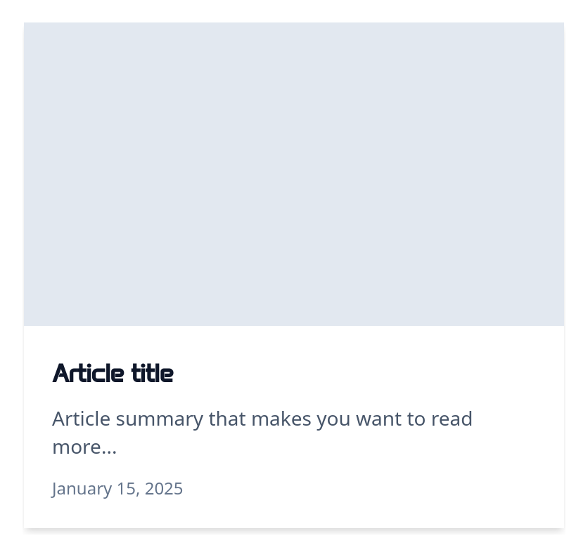 Screenshot of Card Article Simple template