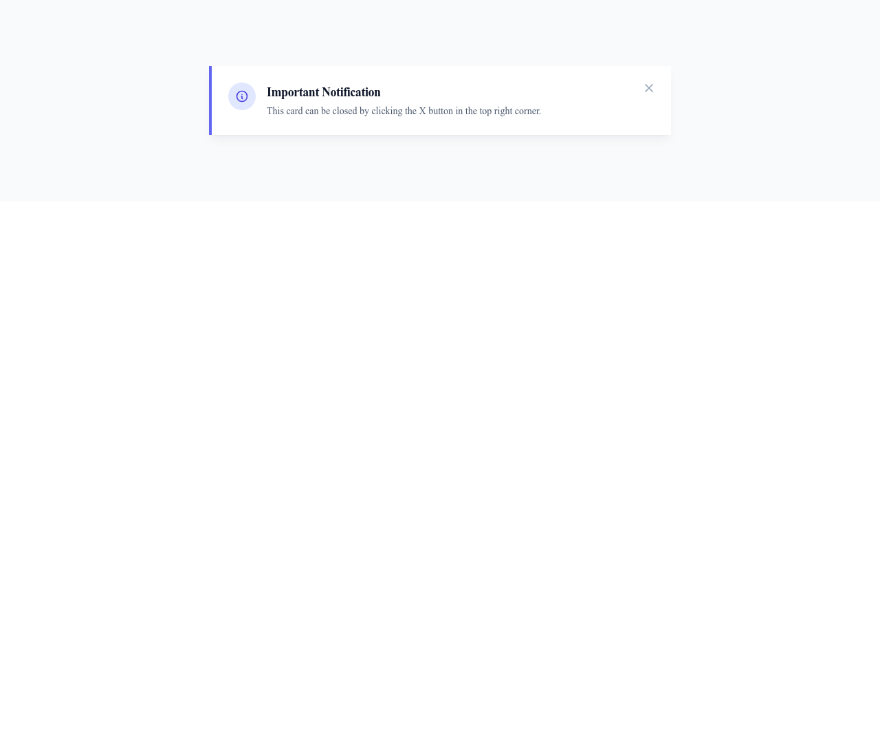 Screenshot of Card Dismissable template
