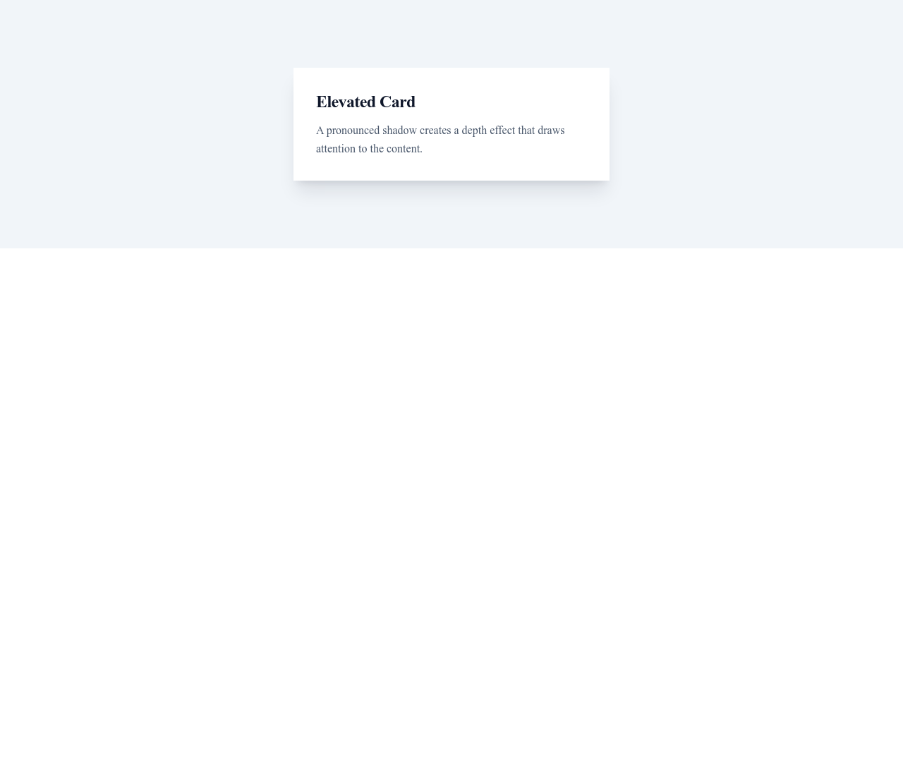Screenshot of Card Elevated template