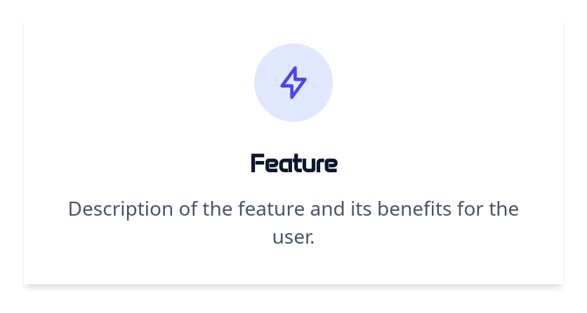 Screenshot of Card Feature Icon Top template