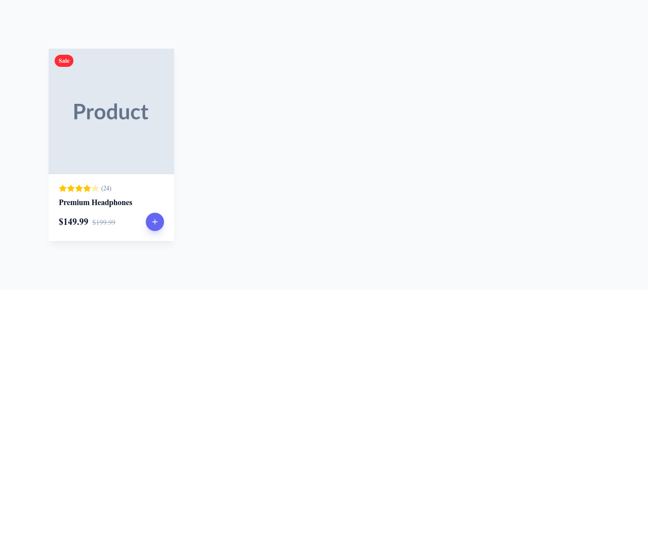 Screenshot of Card Product template