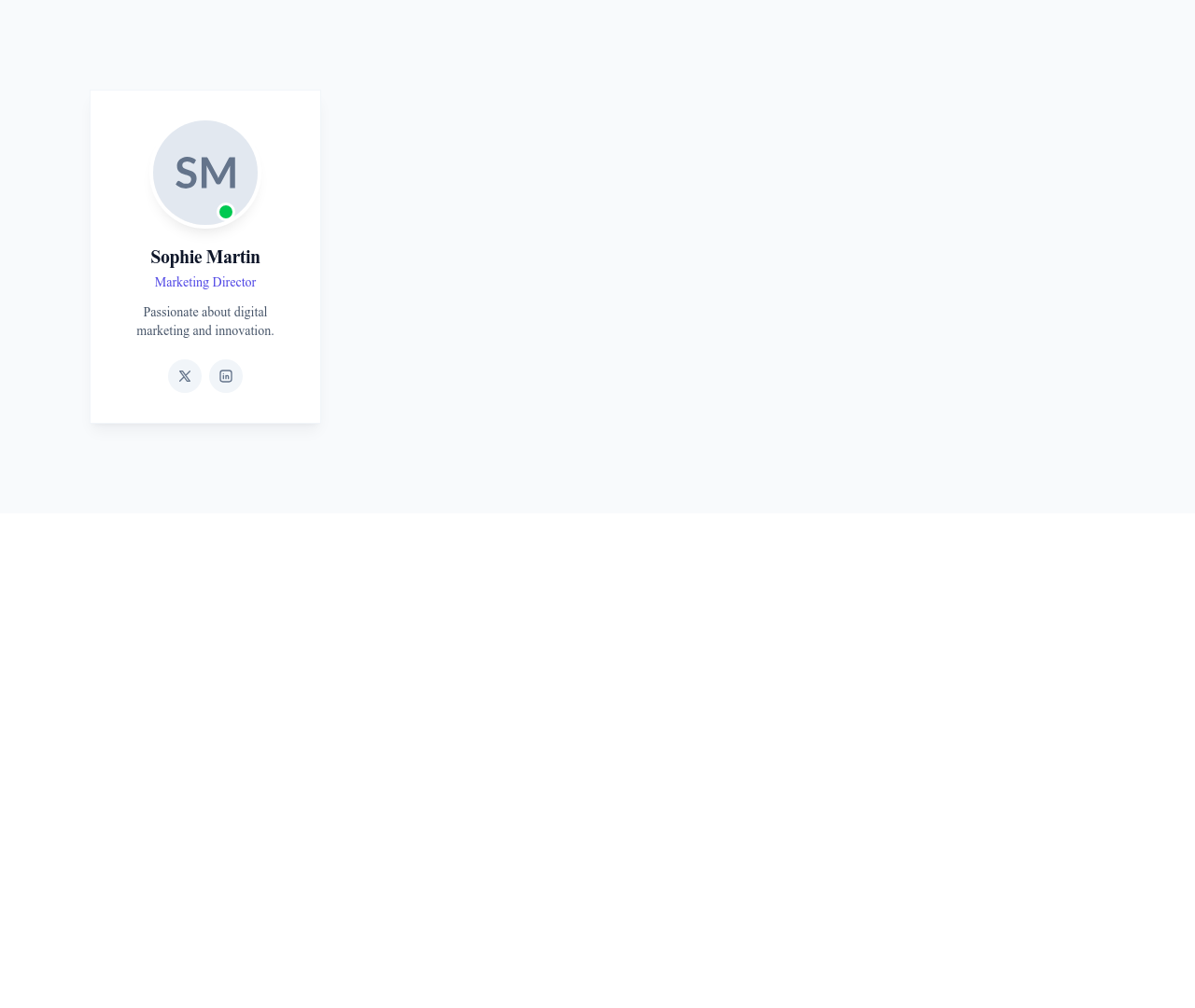 Screenshot of Card Profile template
