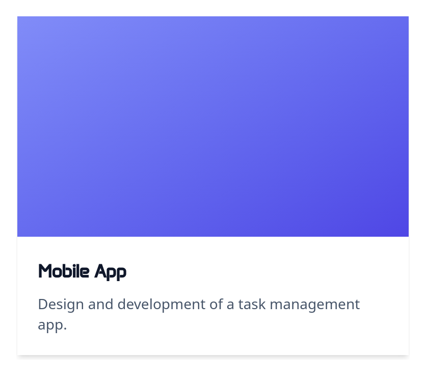 Screenshot of Card Project Simple template