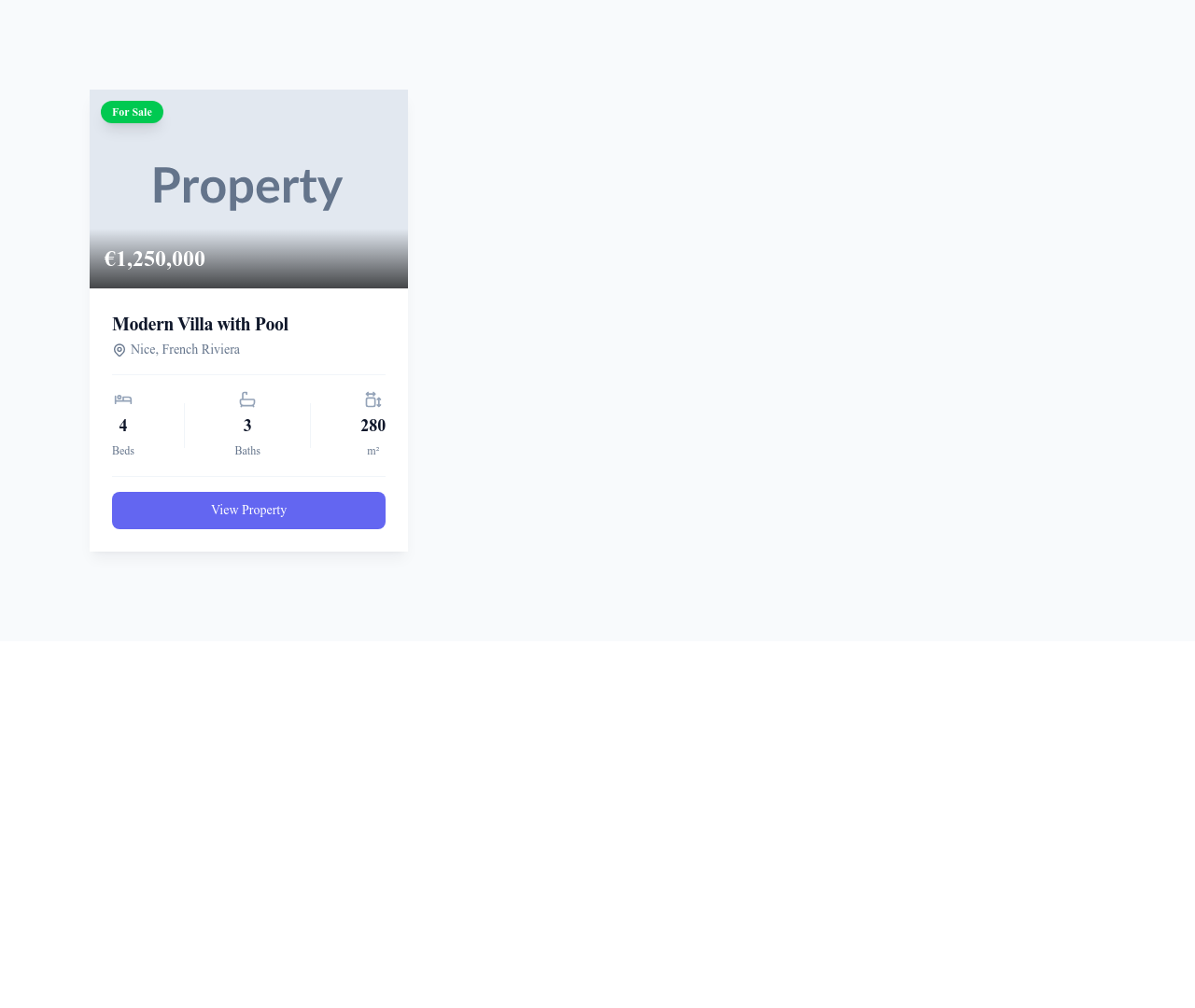 Screenshot of Card Real Estate template