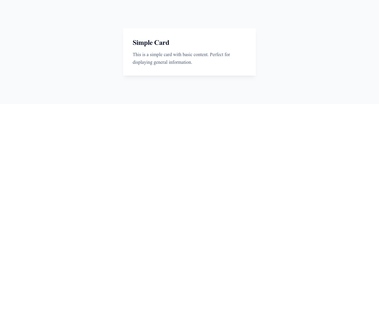 Screenshot of Card Simple template