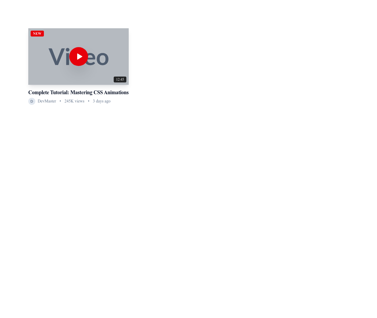 Screenshot of Card Video template