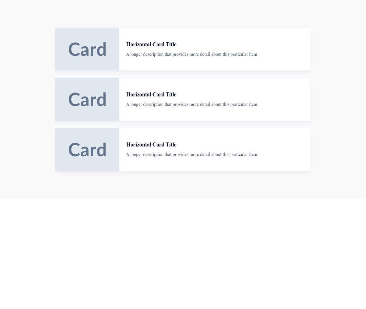 Screenshot of Cards Horizontal template