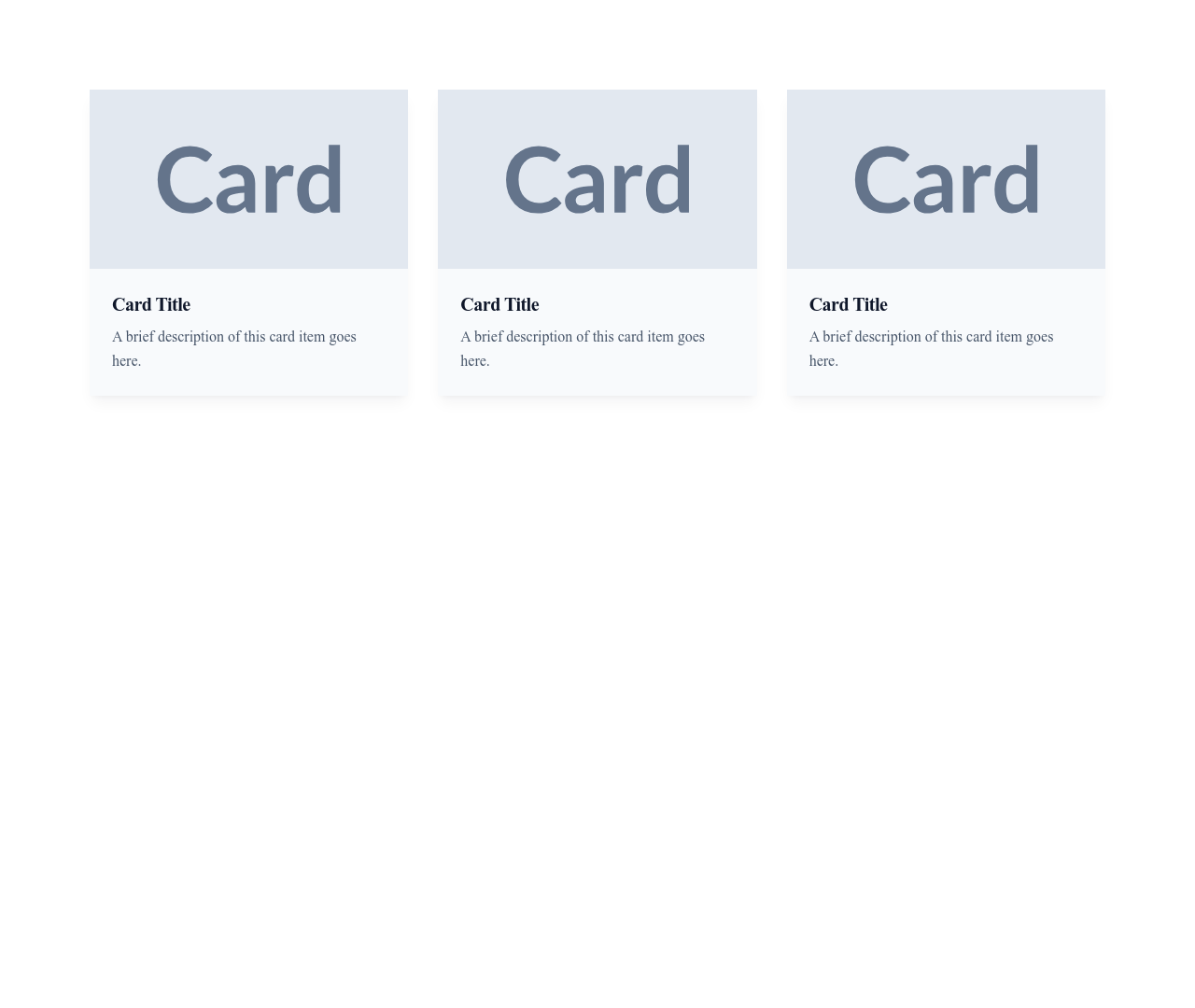 Screenshot of Cards Simple Grid template