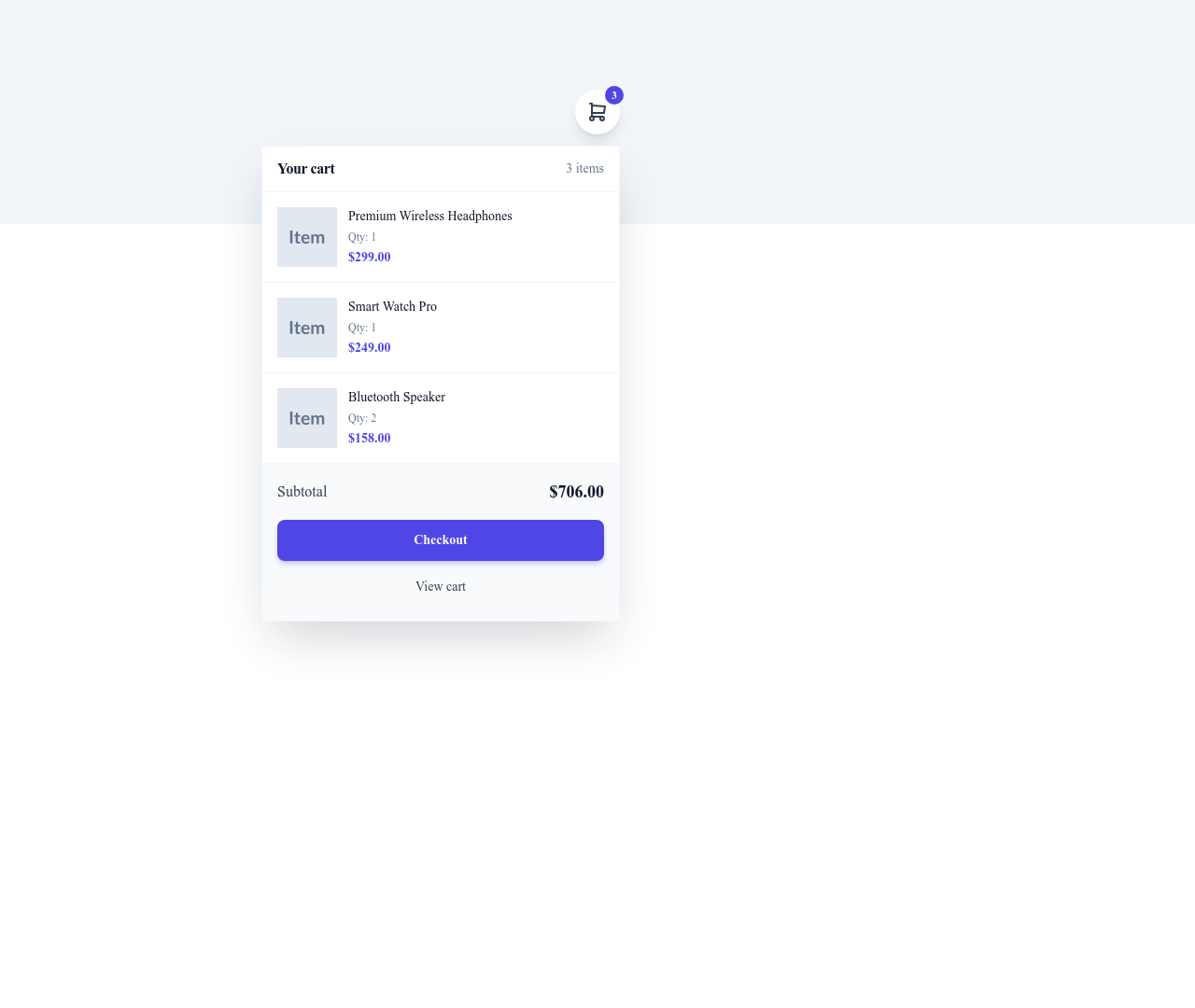 Screenshot of Mini Cart Dropdown template