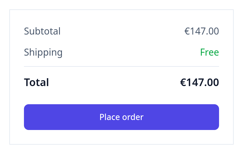 Screenshot of Cart Summary template