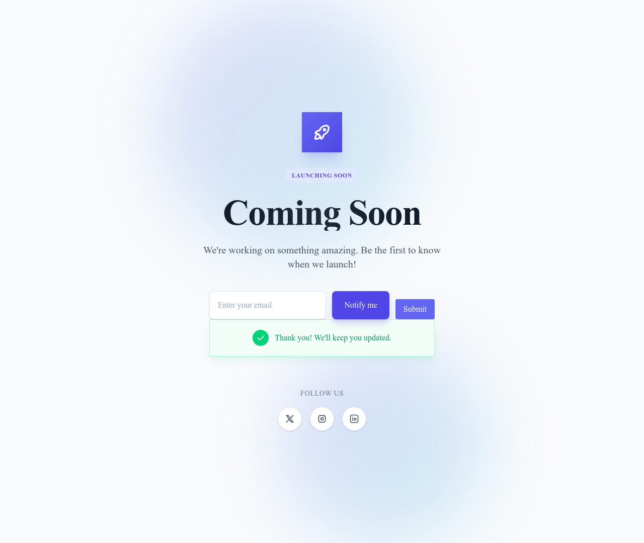 Screenshot of Coming Soon template