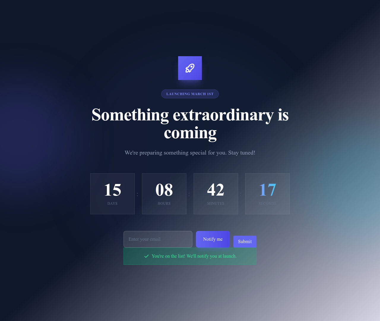 Screenshot of Coming Soon Countdown template